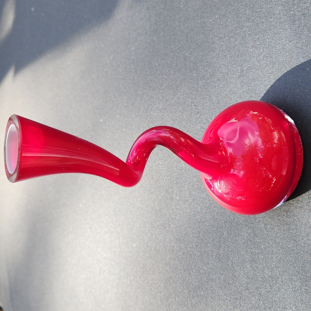 Normann Copenhagen Ruby Red Corkscrew Swing Vase Denmark Cased Glass Vintage